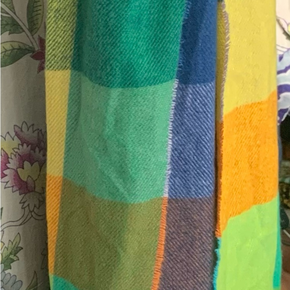 Urban Outfitters Multicolor Checkered Scarf - Green, Blue, Yellow, Orange